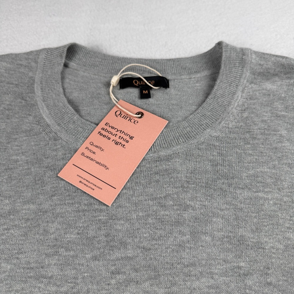NWT Quince Women's Lightweight Cotton Crew Neck Sweater Heather Gray Medium - Picture 7 of 10